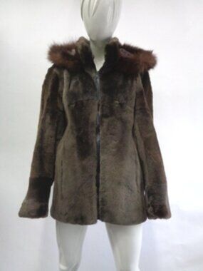 SHOWROOM NEW SHEARED RACCOON RACOON FUR COAT JACKET W/HOOD WOMEN WOMAN SIZE 4